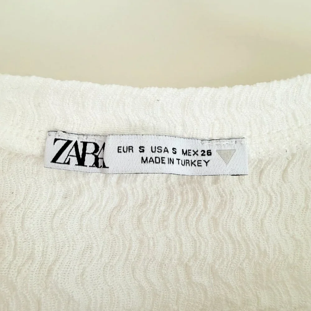 Zara White Textured Top